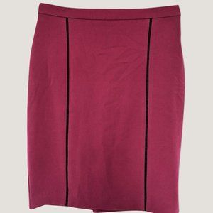 Fuchsia pencil skirt with black piping
